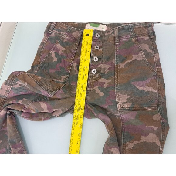 Anthropologie Camo Pants Women's Size 28 30X28 Jefferson Slim Utility Button Fly - Picture 8 of 10